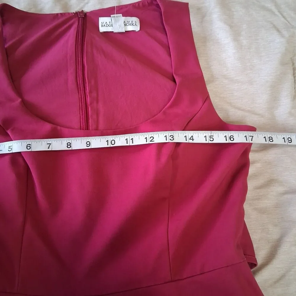 Mark & James Badgley Mischka Hot Pink Asymmetrical Hem Dress Midi Size 8 Pockets - Picture 8 of 12